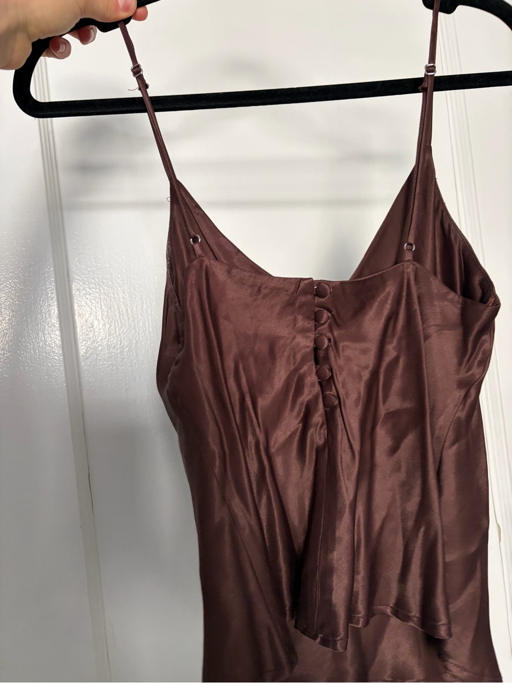 Zara Brown Satin Cropped Cami with Button Down Back